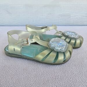 Mini Melissa Aranha Green Pearlescent Seashell Fisherman Sandal Toddler SZ 12